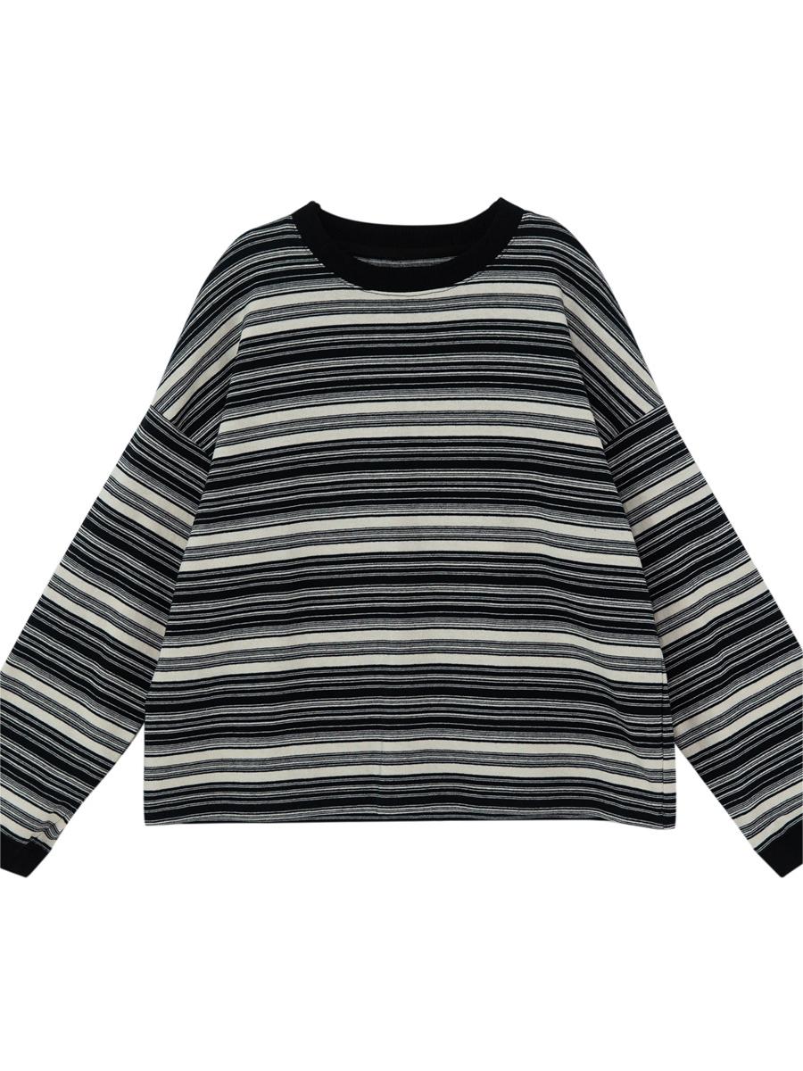 Stilla | Oversized Pullover med Rund Halsudskæring og Striber