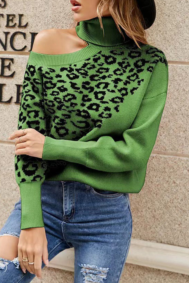 Stilla | Pullover med asymmetrisk vævet leopardmønster