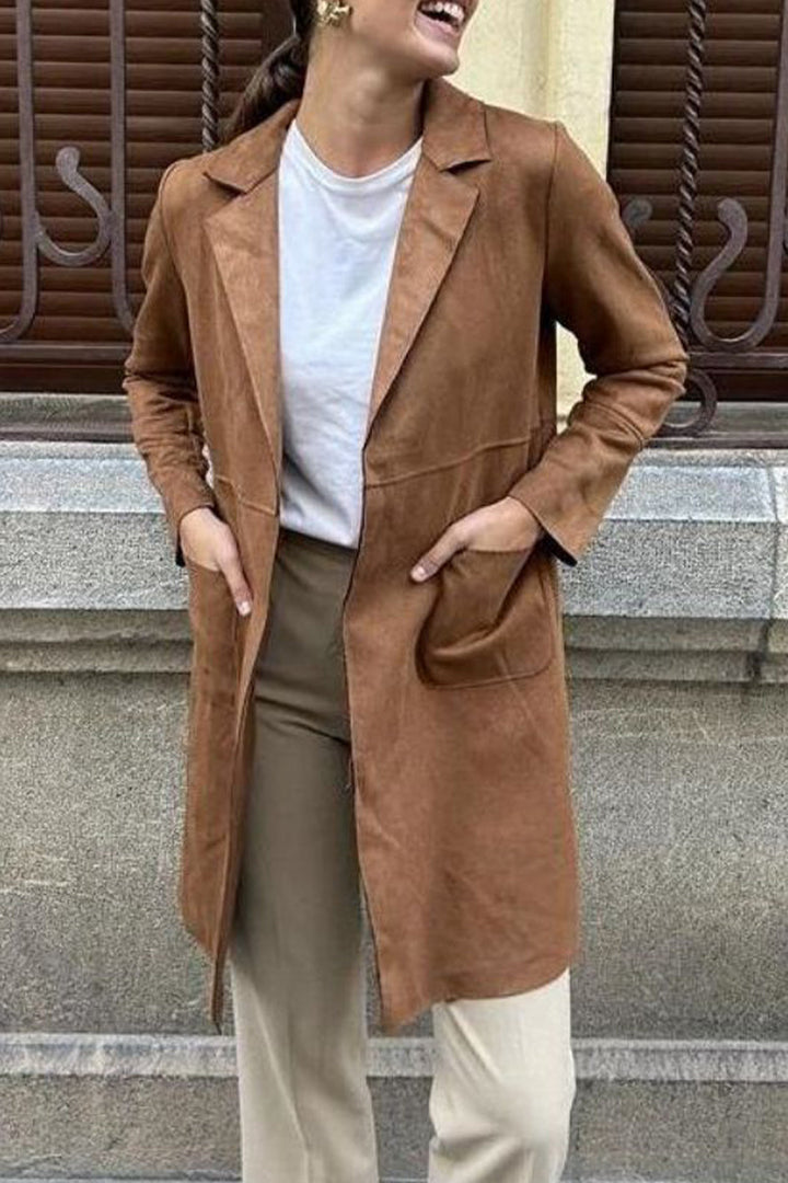 Stilla | Street Simplicity Overtøj Med Krum hals og Enfarvede Lommer