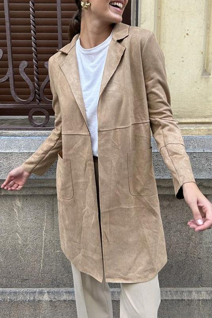 Stilla | Street Simplicity Overtøj Med Krum hals og Enfarvede Lommer