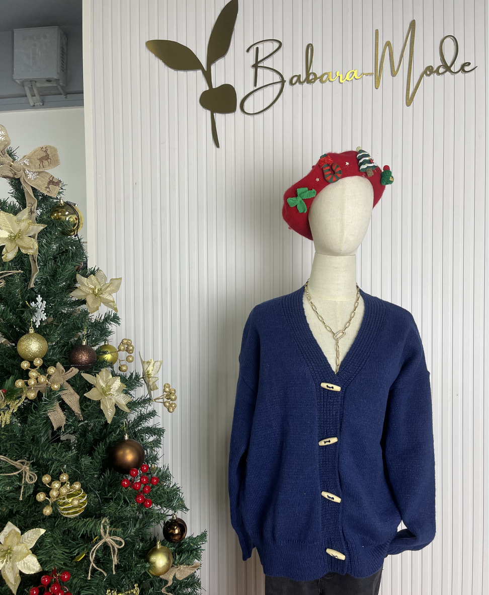 Stilla | Blauer Einfarbiger Pullover Mit Langen Ärmeln