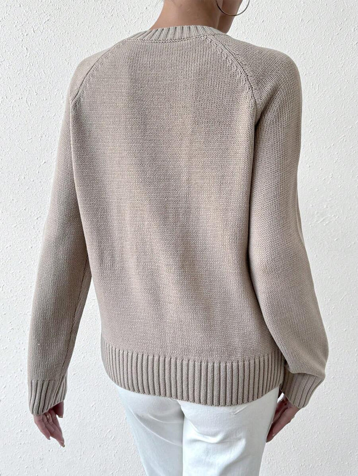 Stilla | Pullover Khaki Med Ensfarvet Rundhalsudskæring