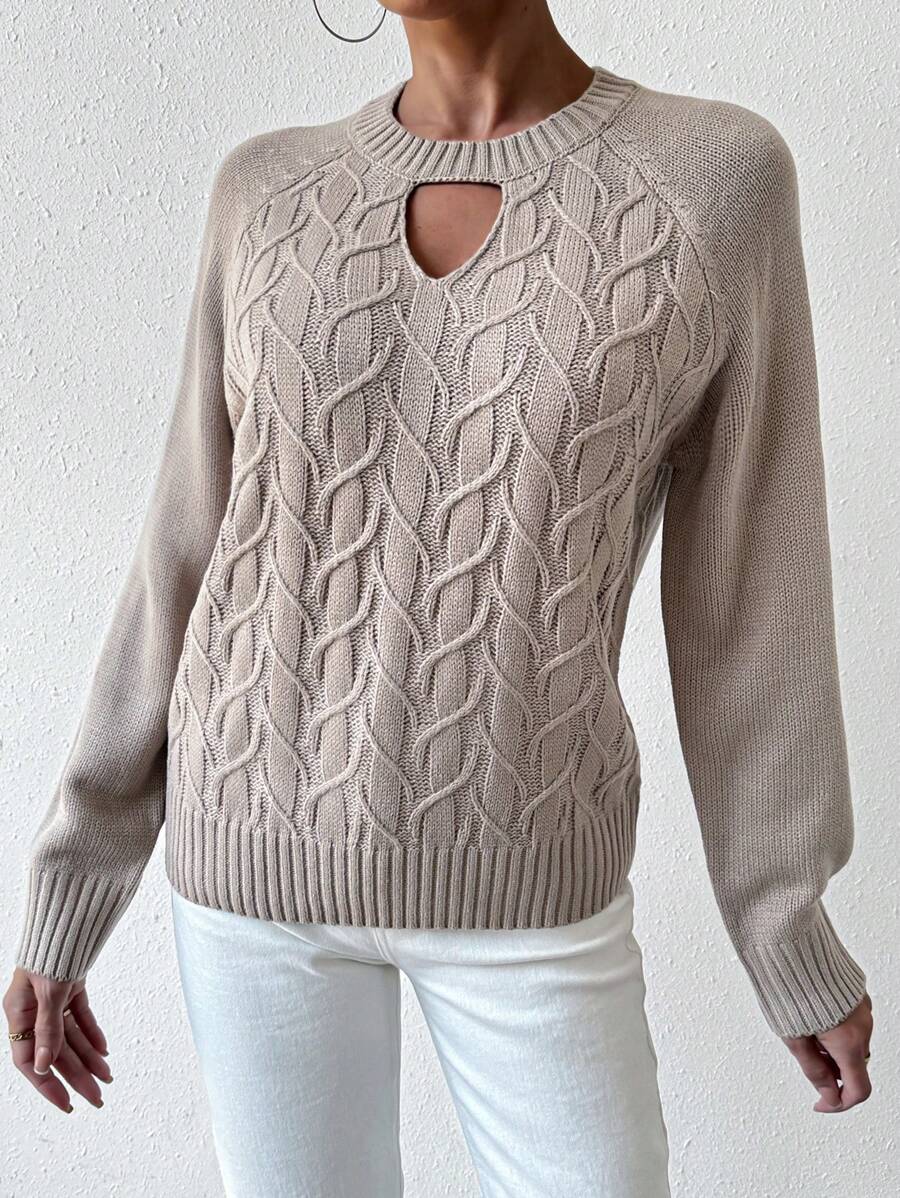 Stilla | Pullover Khaki Med Ensfarvet Rundhalsudskæring