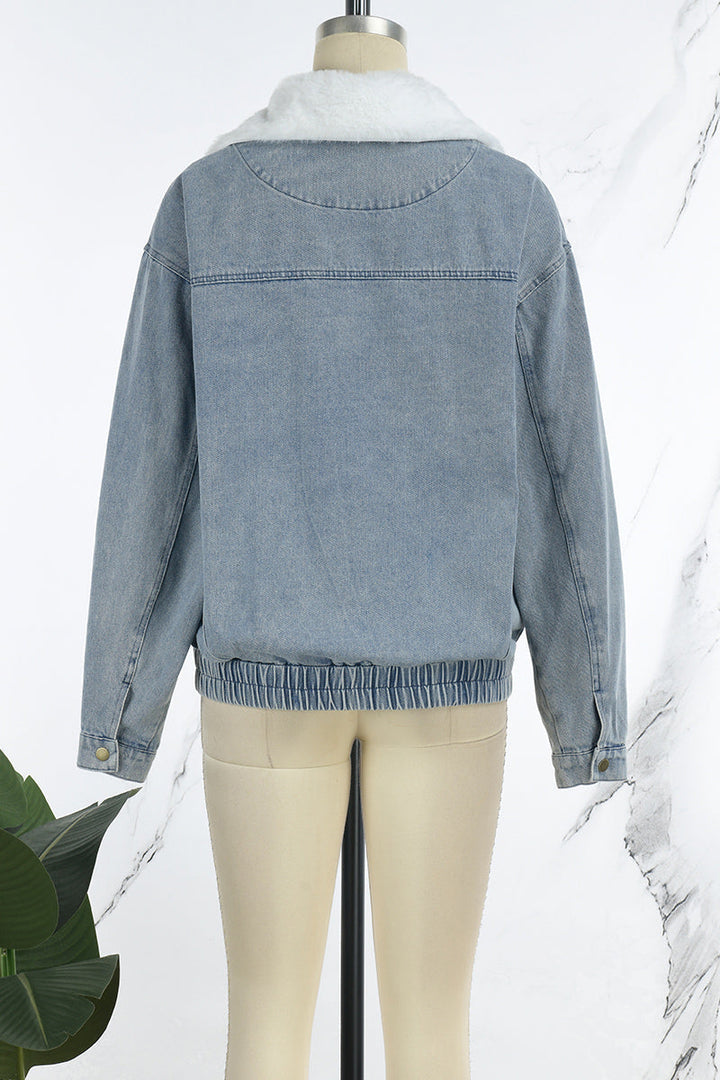Stilla | Solid Patchwork Krumme Krave Lange Ærme Regular Denimjakke