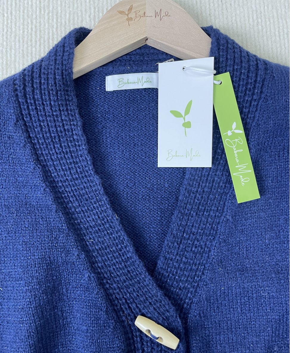 Stilla | Blauer Einfarbiger Pullover Mit Langen Ärmeln