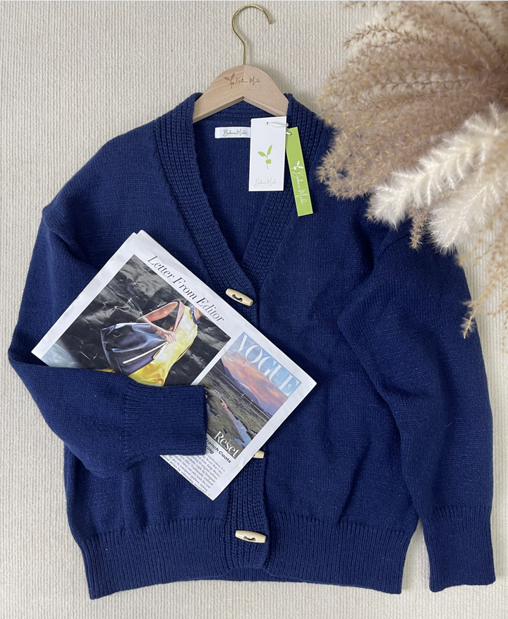 Stilla | Blauer Einfarbiger Pullover Mit Langen Ärmeln