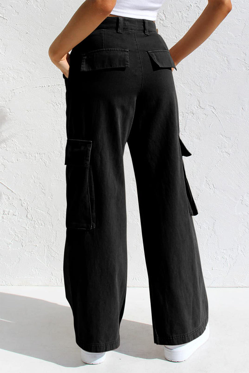 Stilla | Løs Bukser, Enkel, Fest, Bred, Lige, Lav Skåret, Ensfarvet