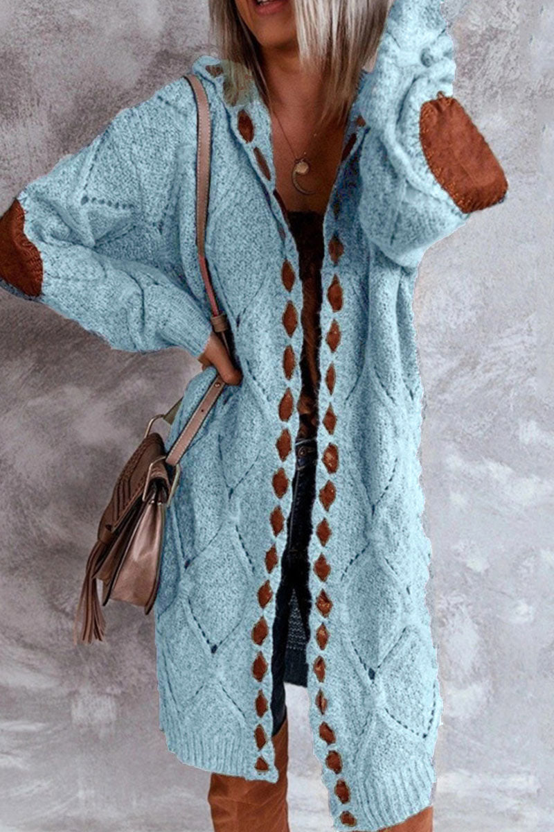 Stilla | Pullover Patchwork Street Casual Med Kontrasterende Hættekrave