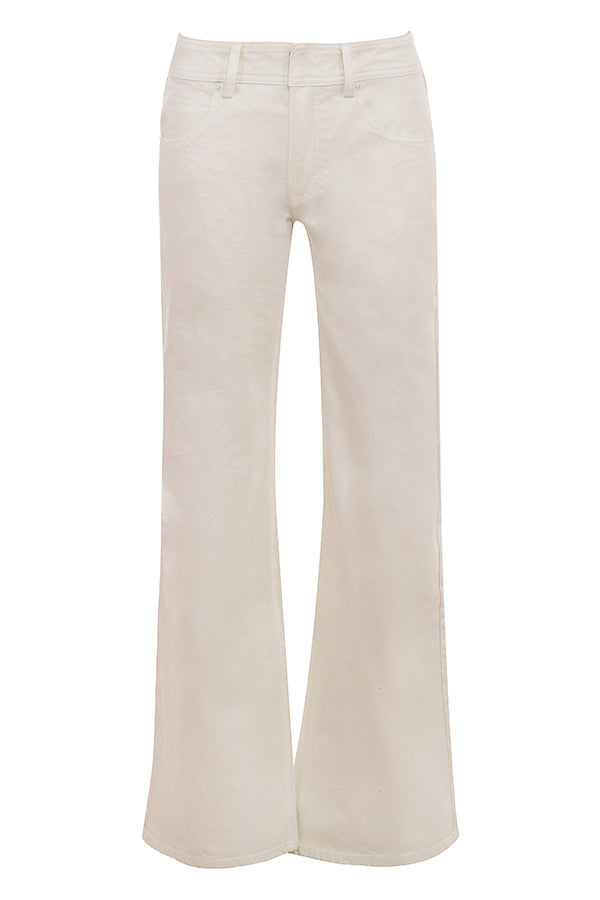 Stilla | Elfenbensfarvet Denimskjorte Med Brede Jeans Med Brede Ben