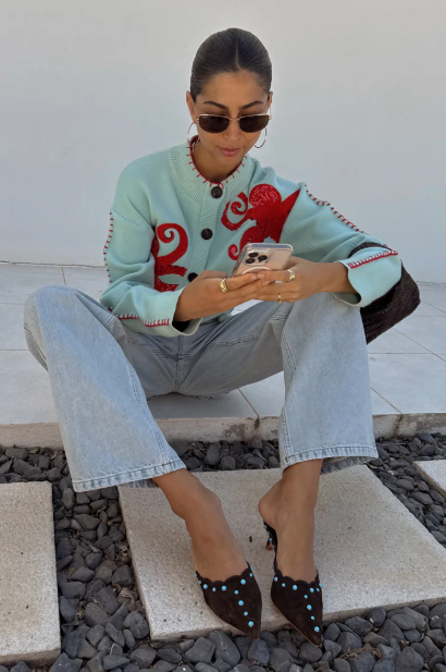 Stilla | Cozy Beach Strik Cardigan med Nautisk Blæksprutte Design