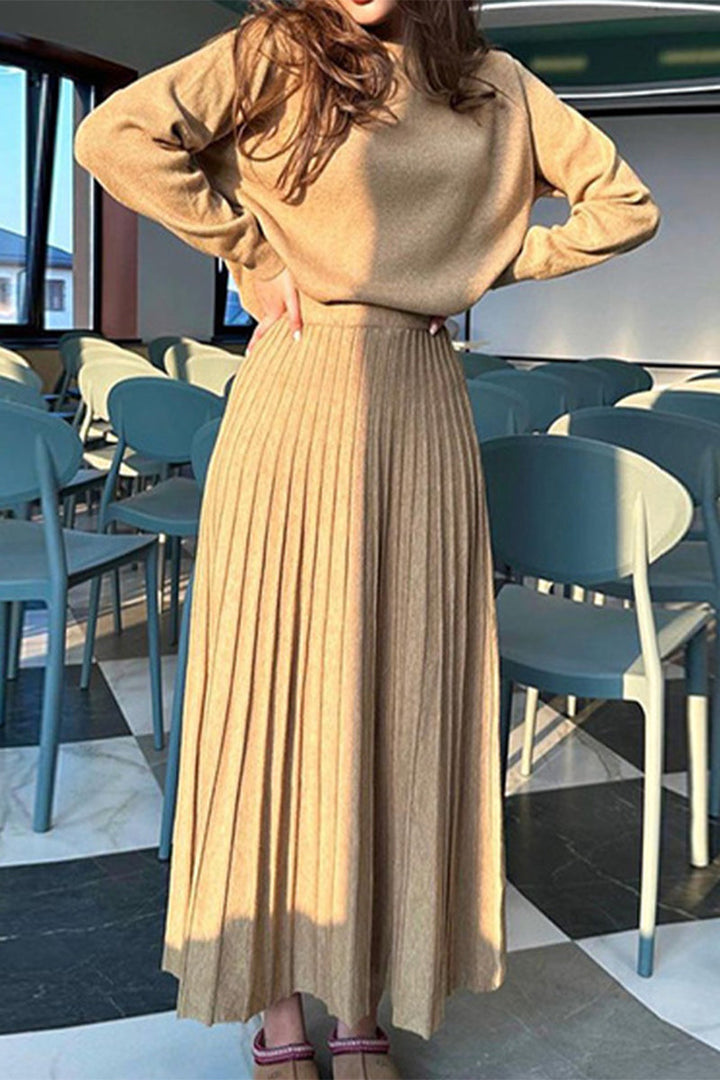 Stilla | Elegante og Ensfarvede Sæt, Med Rund Halsudskæring og Lange Ærmer