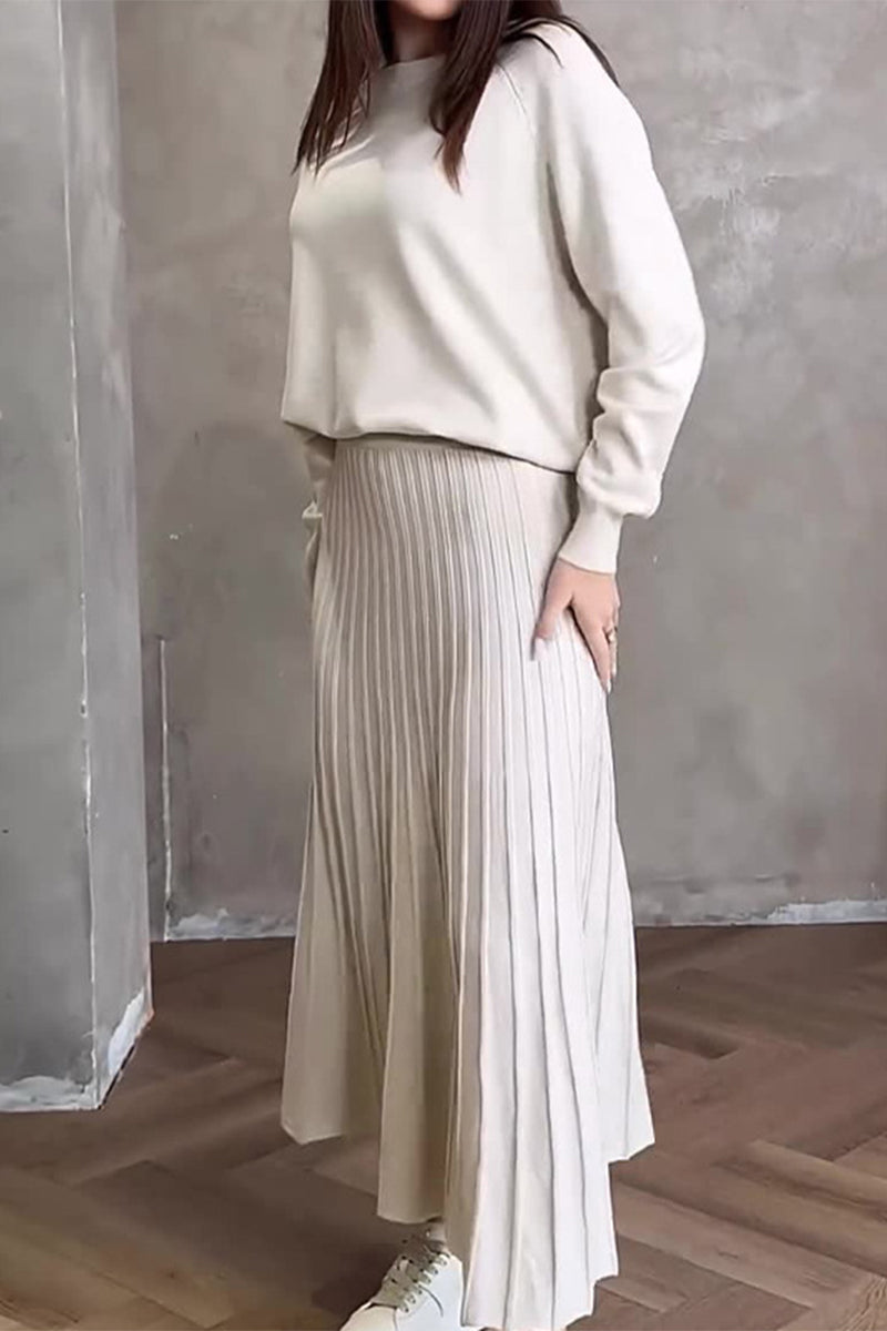 Stilla | Elegante og Ensfarvede Sæt, Med Rund Halsudskæring og Lange Ærmer