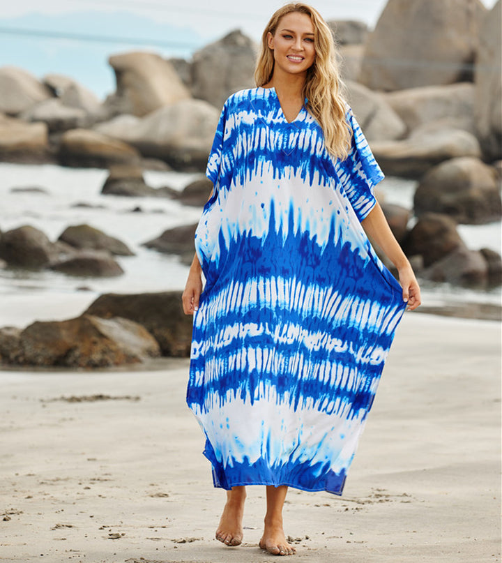 Dame Strandkaftan med afslappet snit og cool farvegradient Stilla