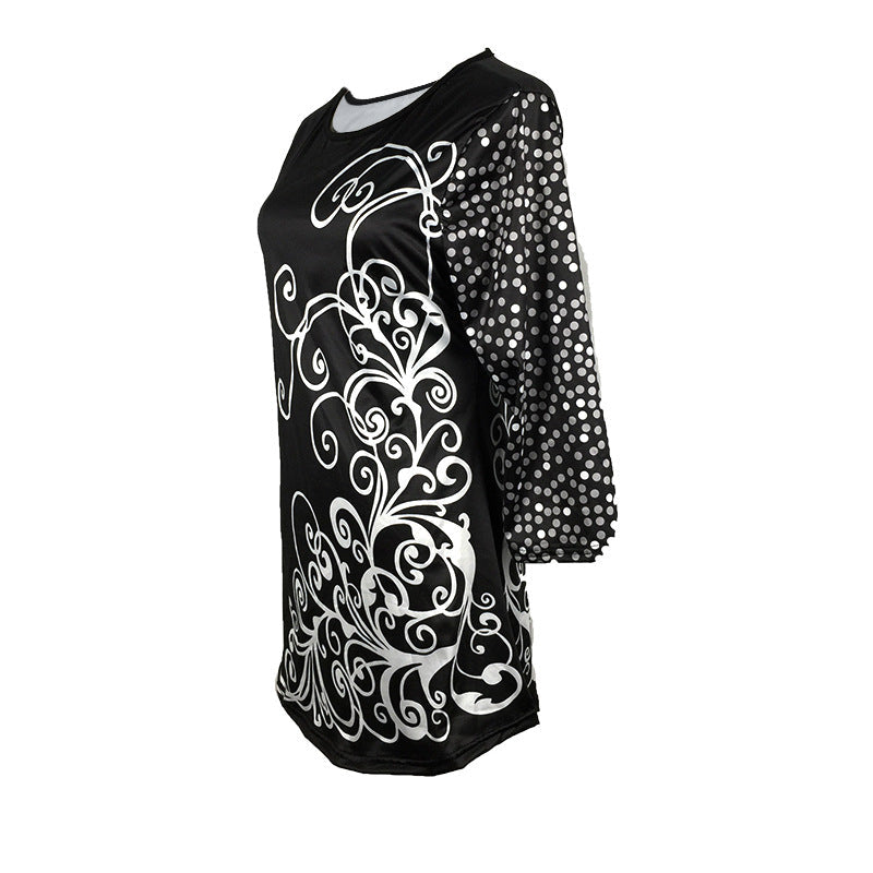 Stilla | Trendy Print Mellemlangt Ærme Rund Hals T-shirt