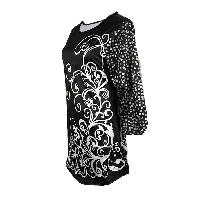 Stilla | Trendy Print Mellemlangt Ærme Rund Hals T-shirt