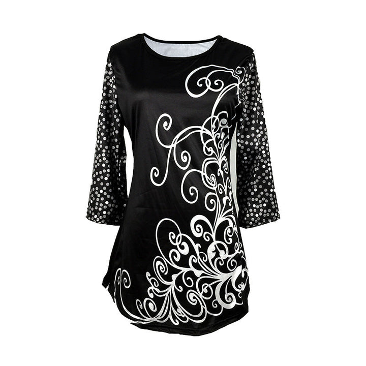 Stilla | Trendy Print Mellemlangt Ærme Rund Hals T-shirt