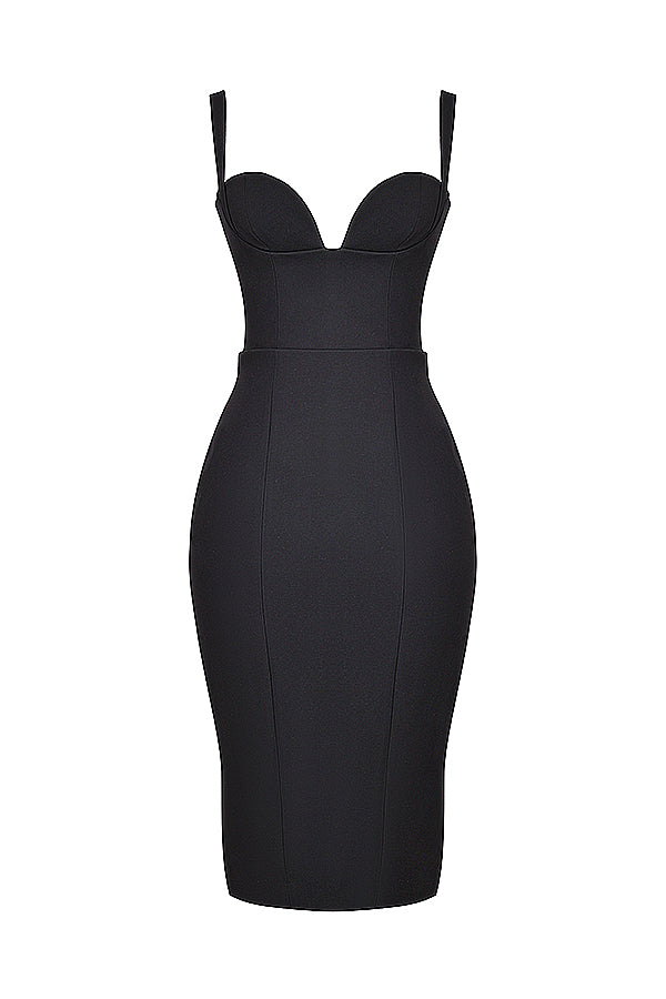 Stilla | Sort Sweetheart Midikjole
