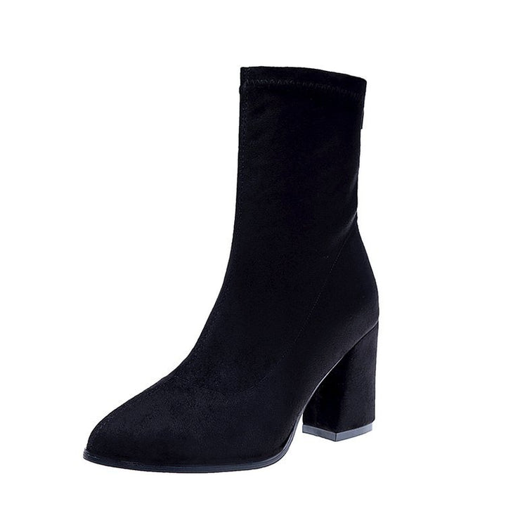 Dame Ankle Boots i satinmateriale med elegant blokhæl og sømløst design Stilla