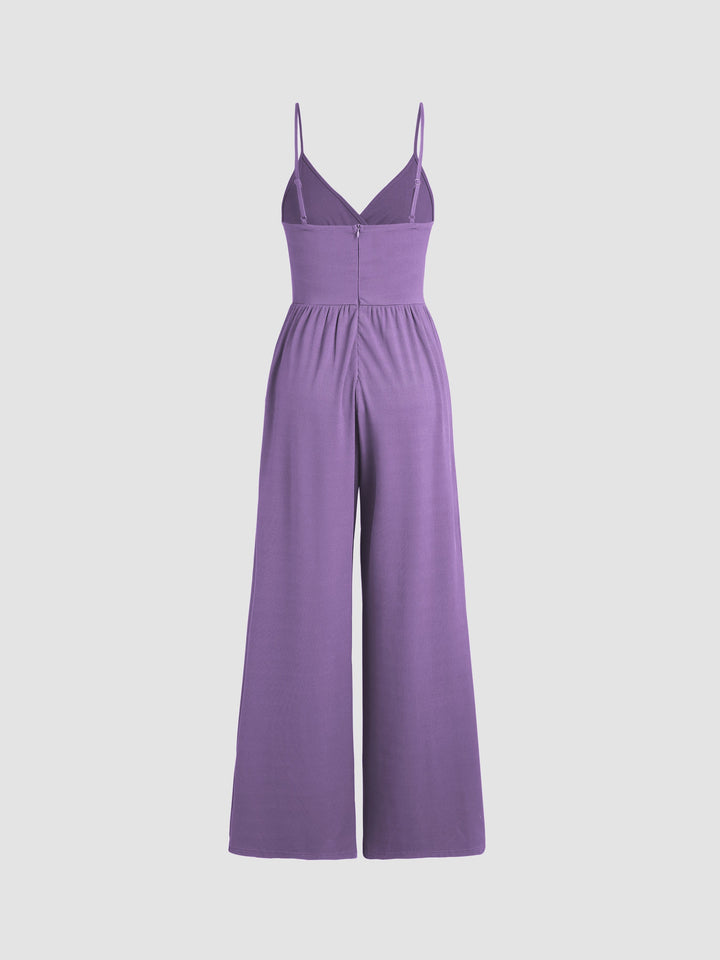 Stilla | V-hals Jumpsuit Med Brede Ben