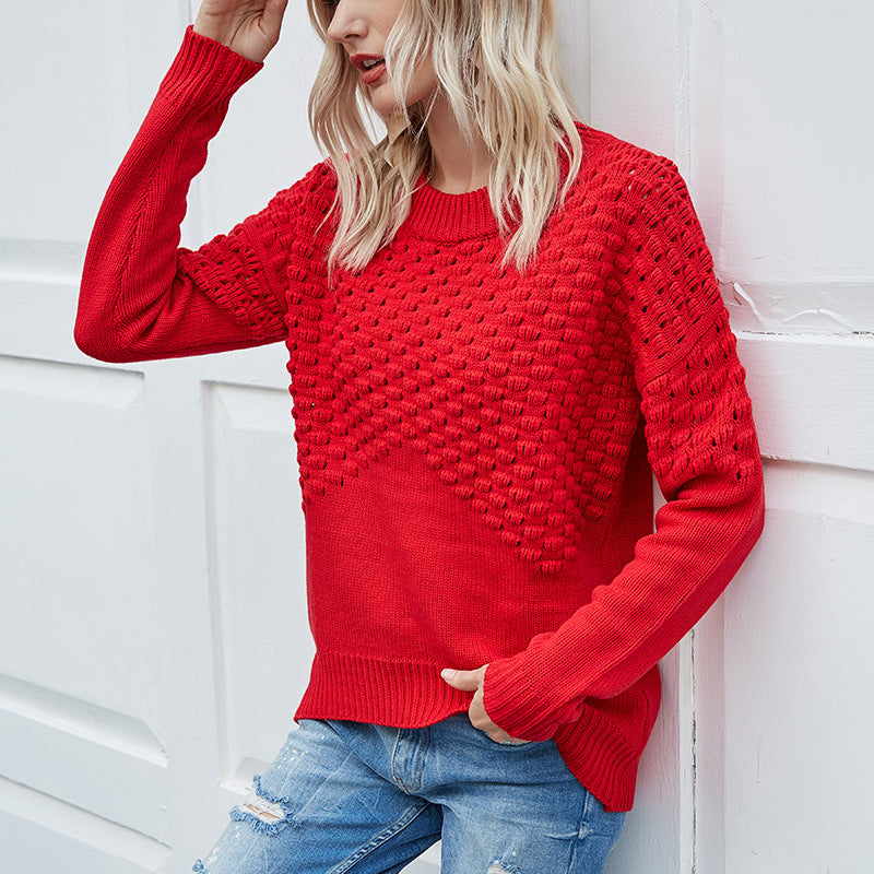 Dame stilfuld strikket sweater med usædvanligt 3D-design Stilla