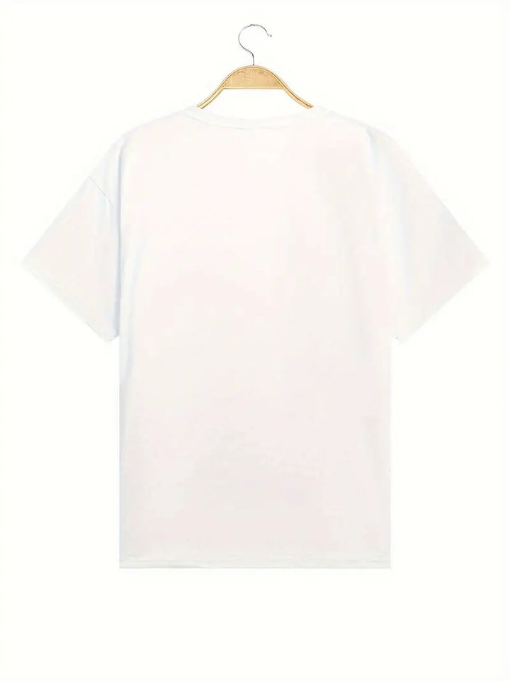 Stilla | Dame T-Shirt Med Hjerteprint Med Korte Ærmer Og Rund Hals