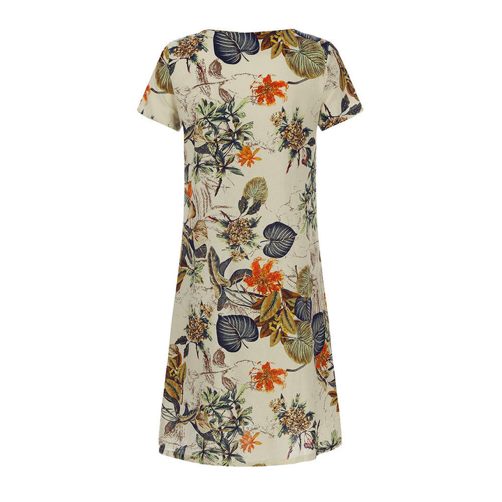 Dame Floral Print V-Hals Midi Kjole Stilla