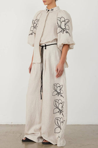 Stilla | Vinlese Trykt, Casual, Floral, Taske, Skjorte, Omslagskrave, Halv Ærme, To Delt