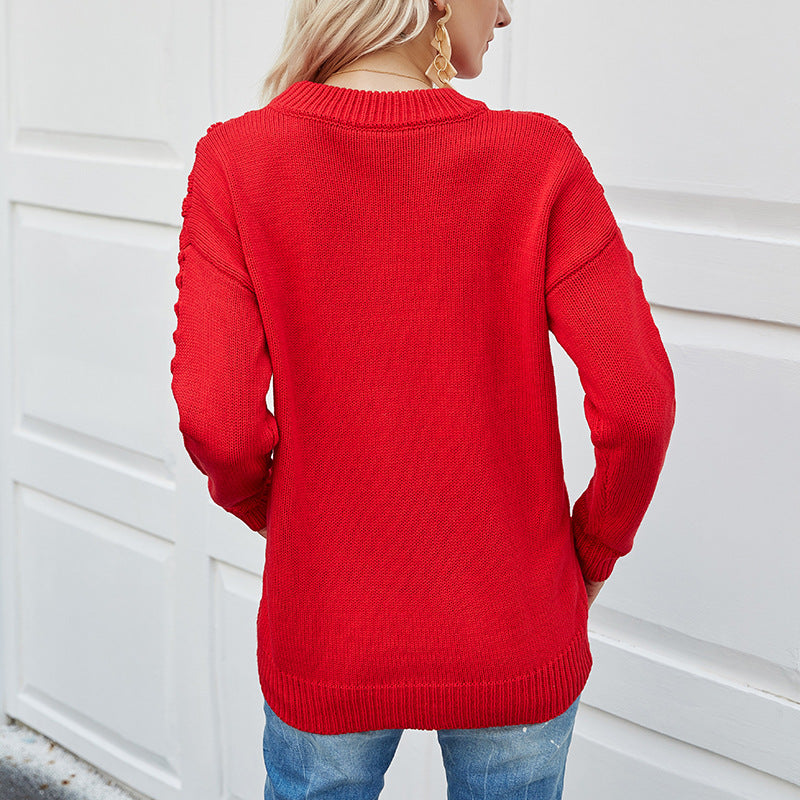 Dame stilfuld strikket sweater med usædvanligt 3D-design Stilla