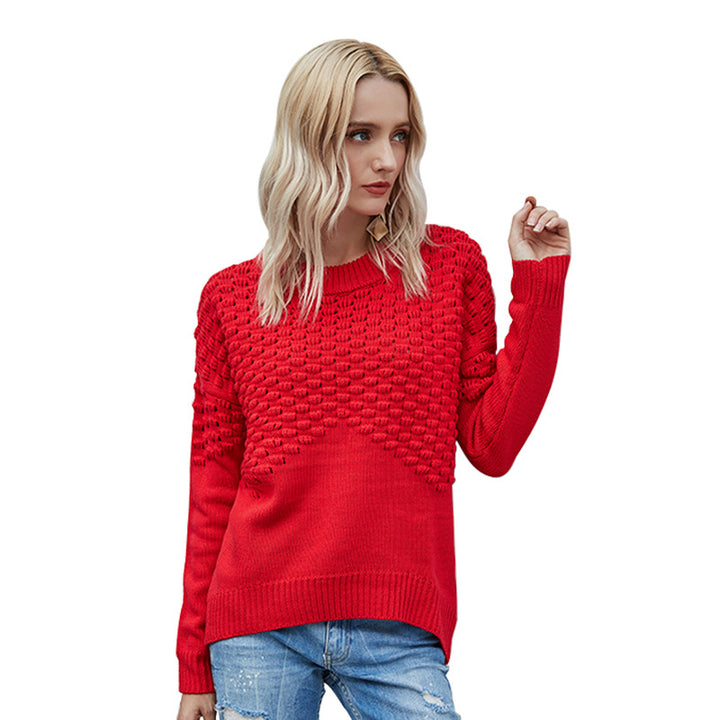 Dame stilfuld strikket sweater med usædvanligt 3D-design Stilla