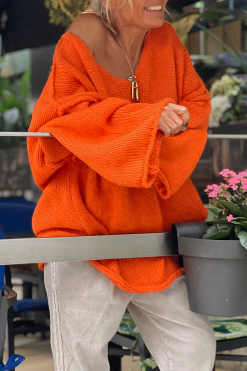 Stilla | Enfarvet V-hals Pullover