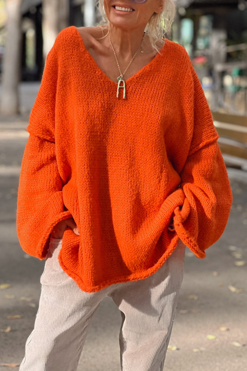 Stilla | Enfarvet V-hals Pullover