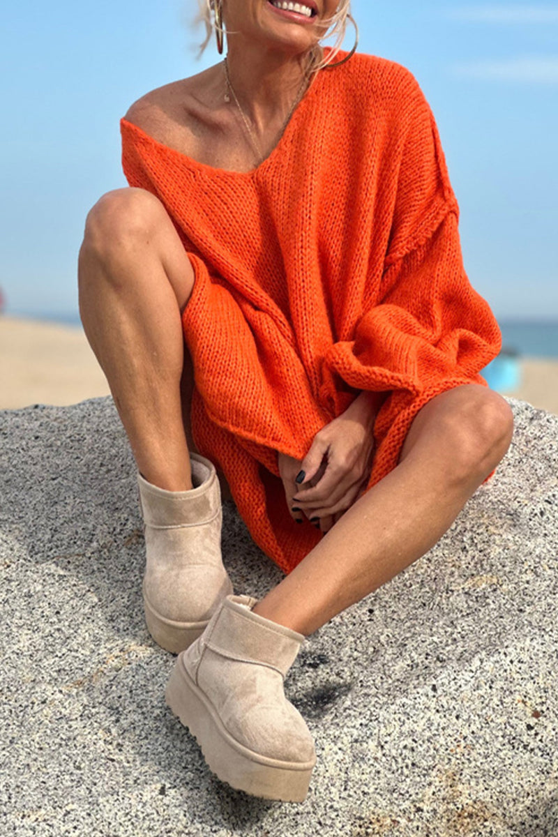 Stilla | Enfarvet V-hals Pullover