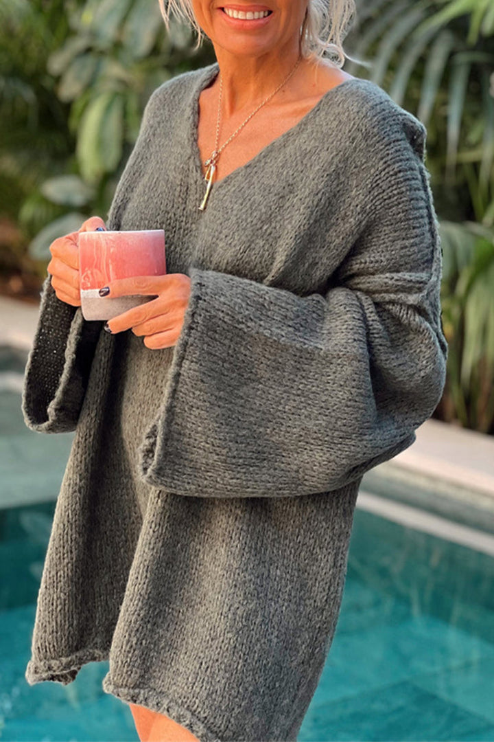 Stilla | Enfarvet V-hals Pullover
