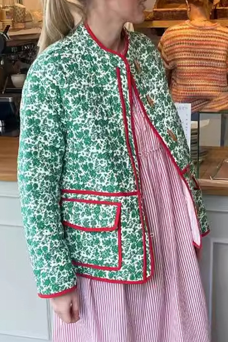 Stilla | Fritidstøj Med Blomstermotiv, Med Lomme, Kontrasterende Patchwork, Rund Halsudskæring