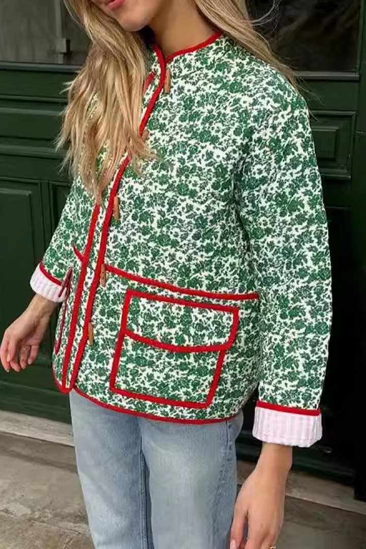 Stilla | Fritidstøj Med Blomstermotiv, Med Lomme, Kontrasterende Patchwork, Rund Halsudskæring