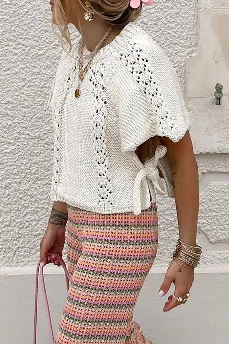 Stilla | Casual Rundhalset Sweater Med Ensfarvet Snor