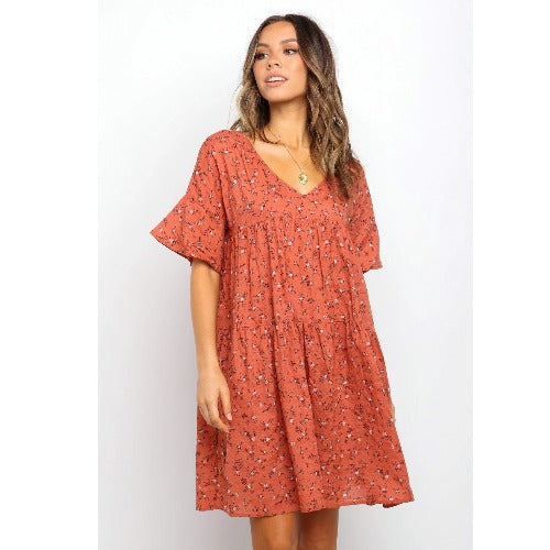 Feminint Floral Midi Kjole Stilla