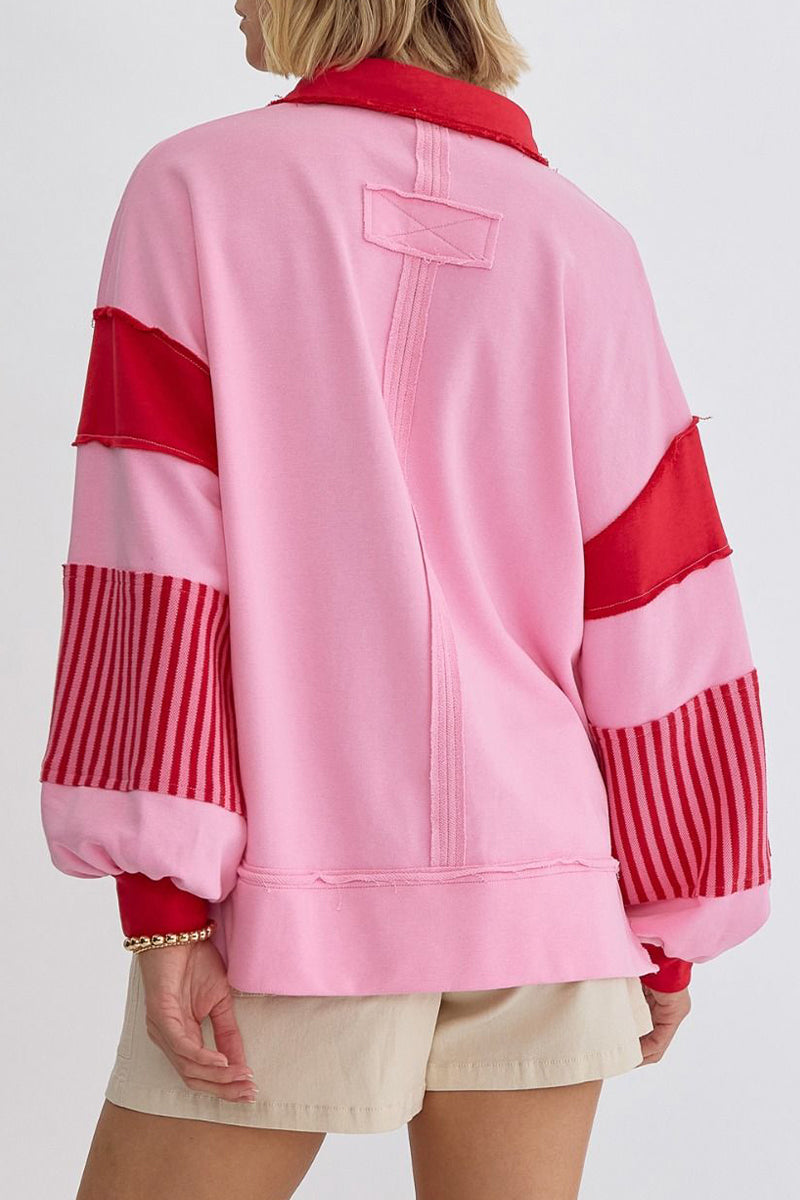 Stilla | Lette overdele med kontrasterende ombukket krave lavet af Streetstripe patchwork