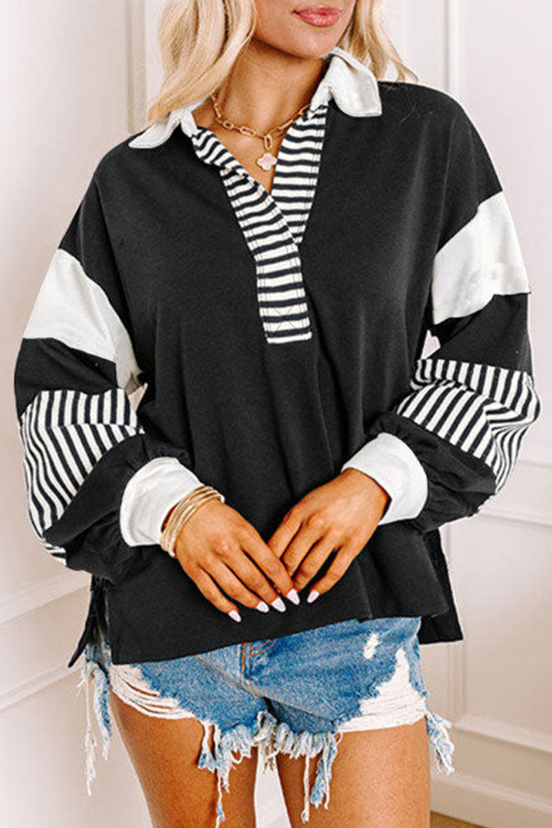 Stilla | Lette overdele med kontrasterende ombukket krave lavet af Streetstripe patchwork