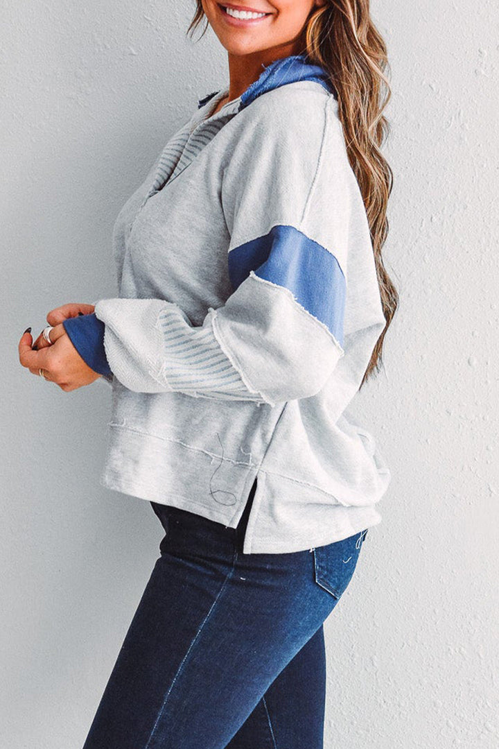 Stilla | Lette overdele med kontrasterende ombukket krave lavet af Streetstripe patchwork