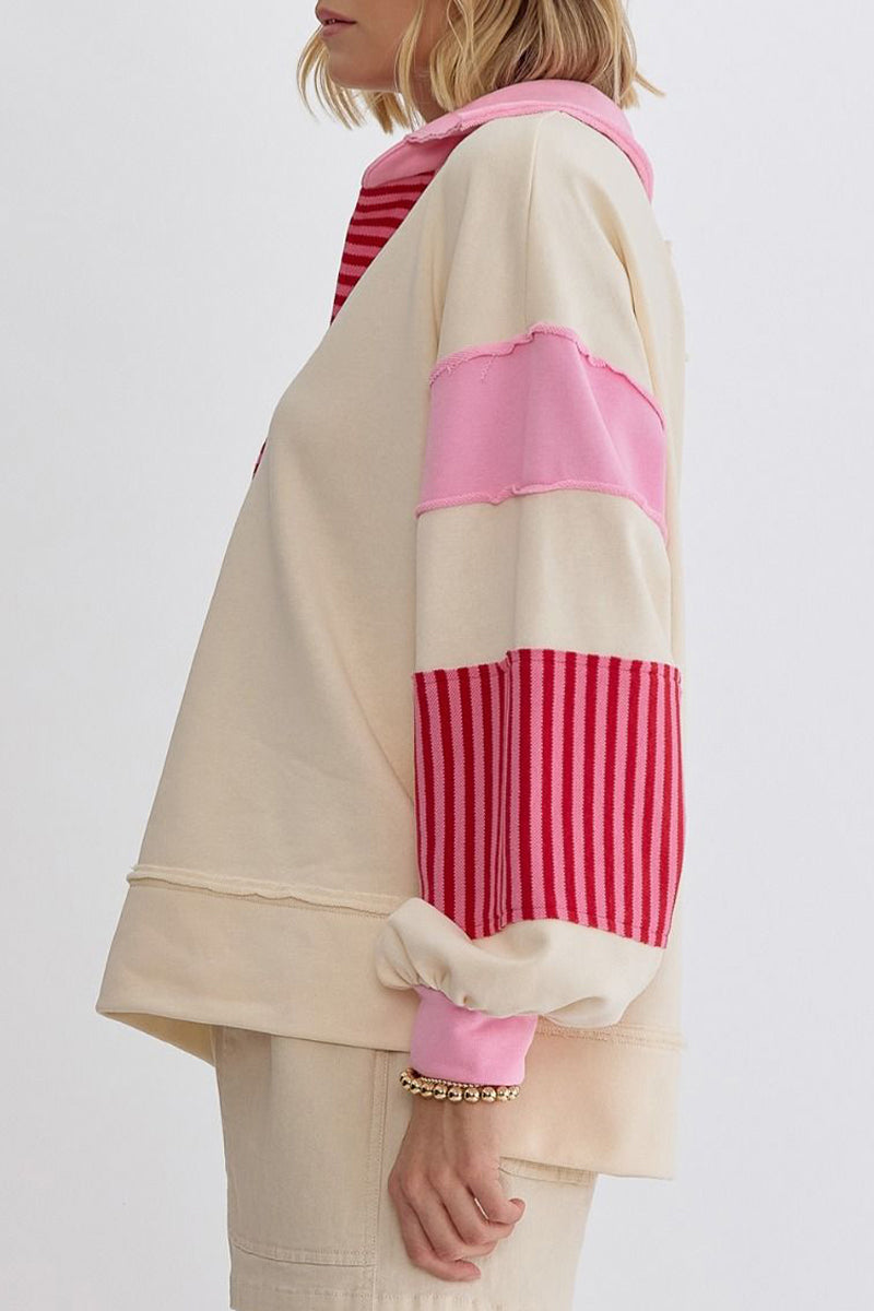 Stilla | Lette overdele med kontrasterende ombukket krave lavet af Streetstripe patchwork