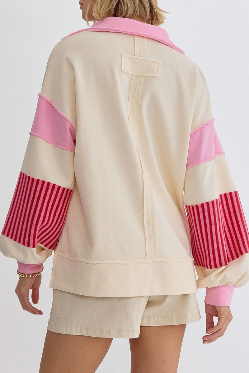 Stilla | Lette overdele med kontrasterende ombukket krave lavet af Streetstripe patchwork