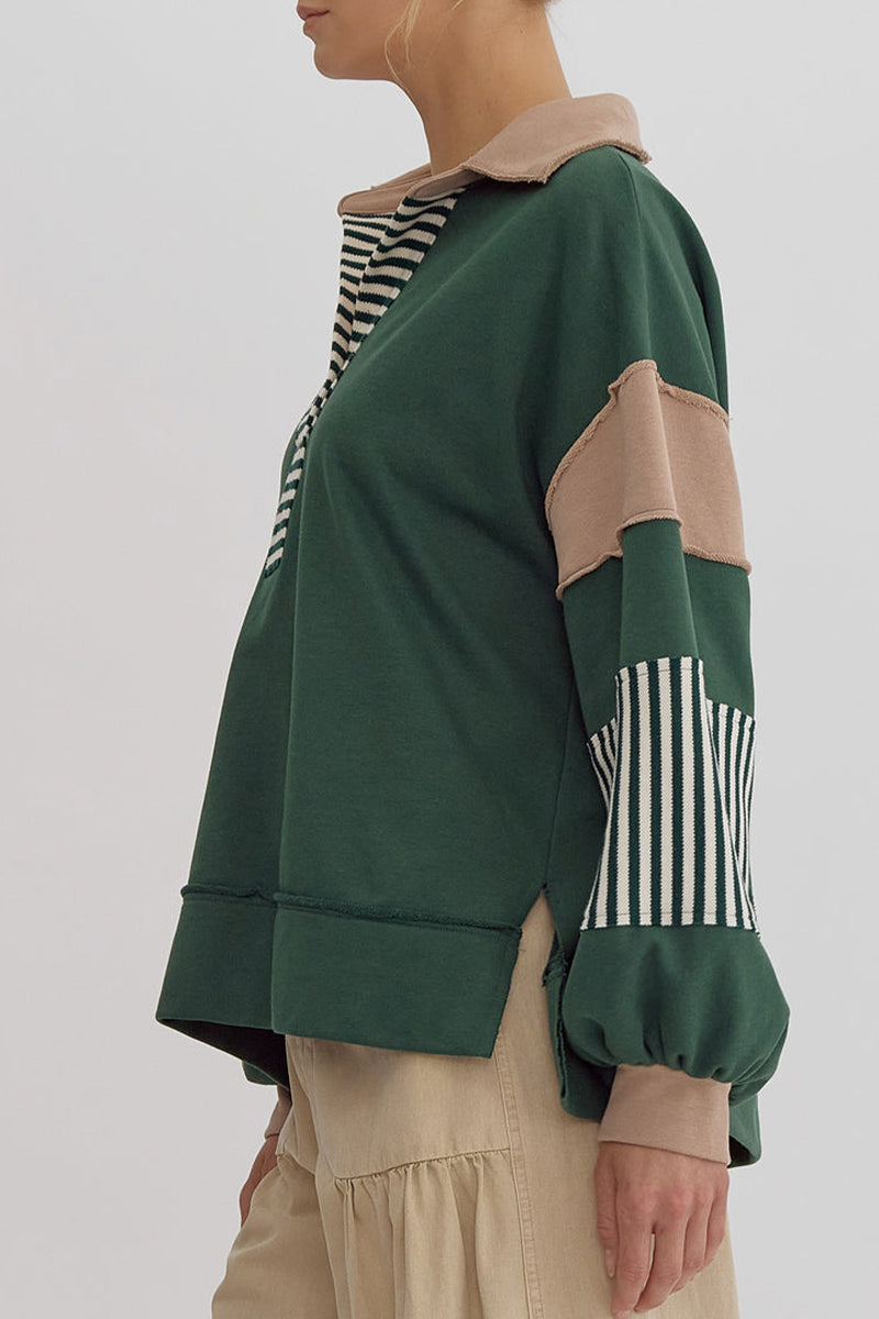 Stilla | Lette overdele med kontrasterende ombukket krave lavet af Streetstripe patchwork