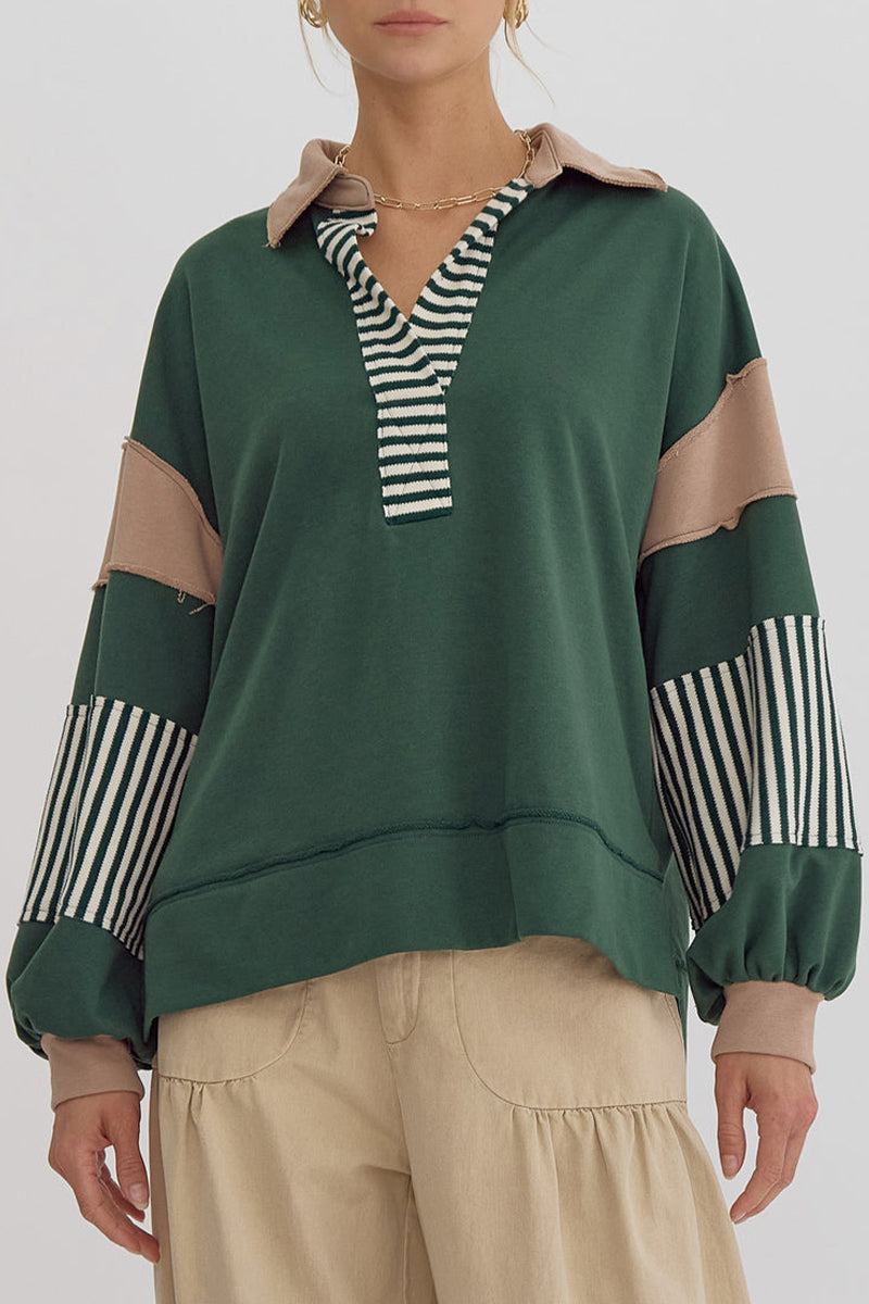 Stilla | Lette overdele med kontrasterende ombukket krave lavet af Streetstripe patchwork