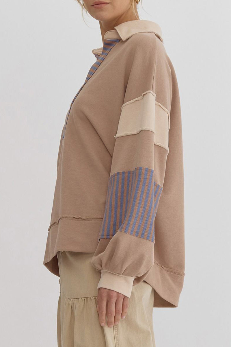 Stilla | Lette overdele med kontrasterende ombukket krave lavet af Streetstripe patchwork