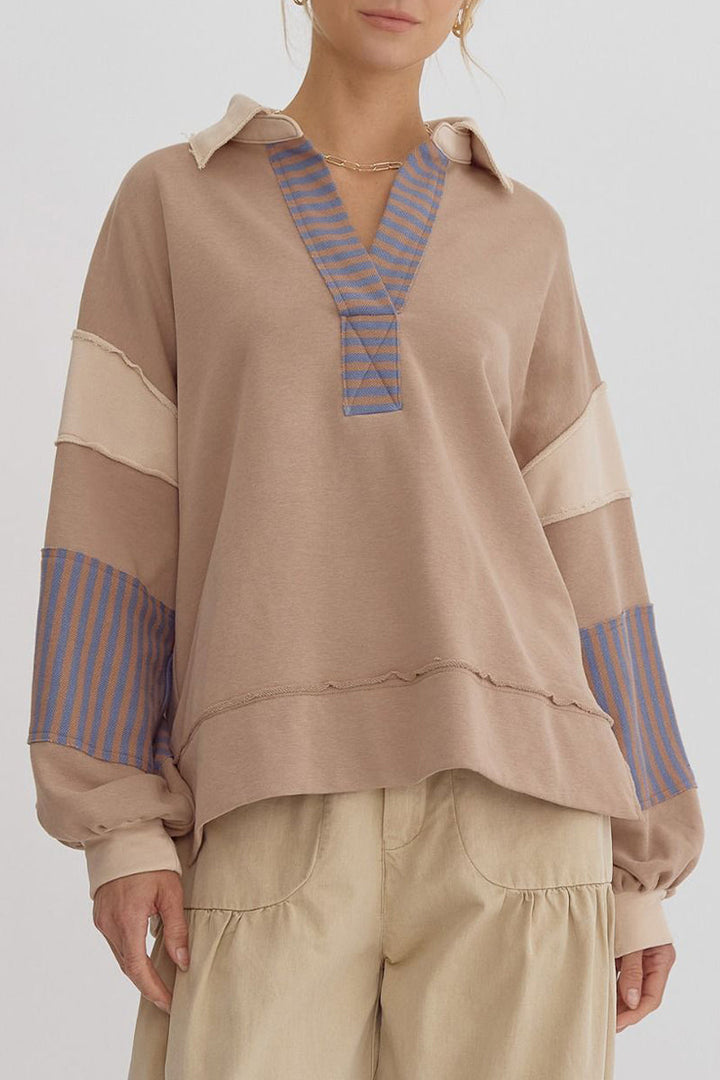 Stilla | Lette overdele med kontrasterende ombukket krave lavet af Streetstripe patchwork