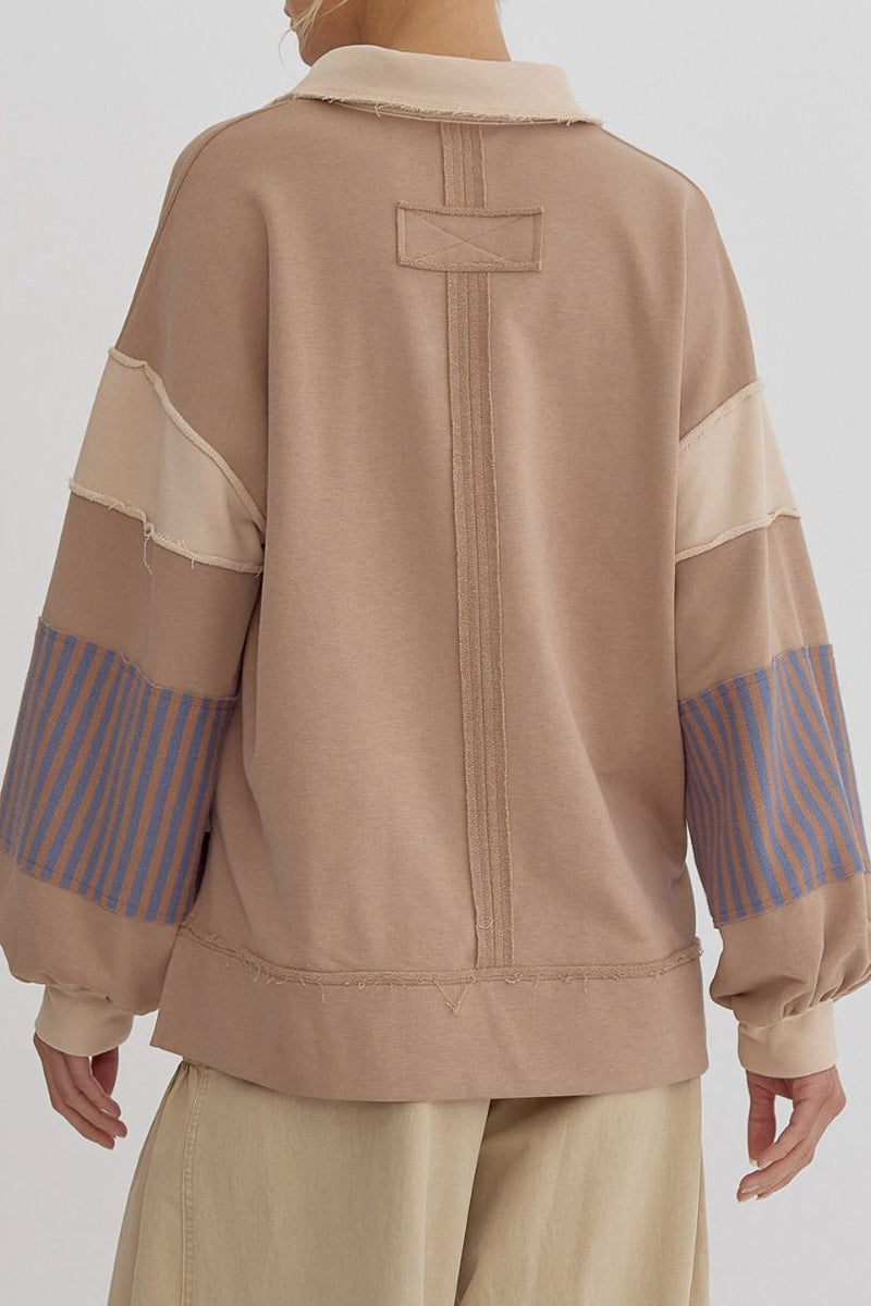 Stilla | Lette overdele med kontrasterende ombukket krave lavet af Streetstripe patchwork