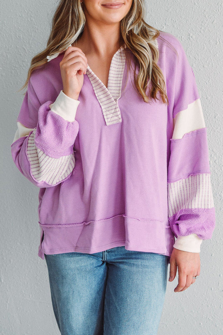 Stilla | Lette overdele med kontrasterende ombukket krave lavet af Streetstripe patchwork