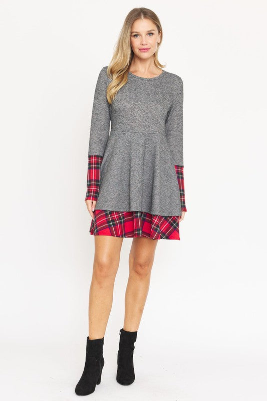 Stilla | Plaid Lagdelt Fit Og Flare Kjole