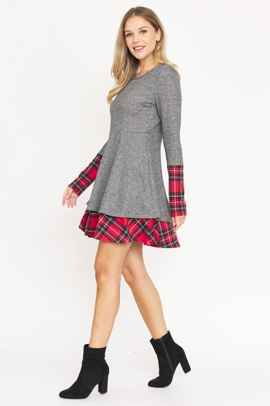 Stilla | Plaid Lagdelt Fit Og Flare Kjole